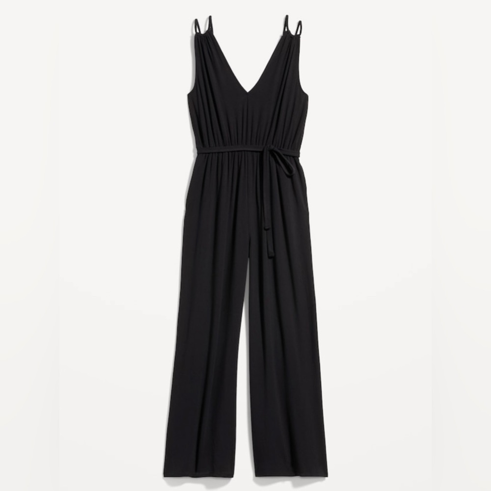 NWT! Black Sleeveless Double-Strap Ankle-Length Jumpsuit - Multiple - Picture 4 of 8